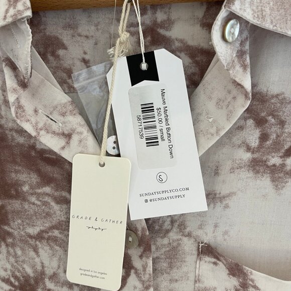 GRADE + GATHER Mauve & White Marbled Blouse: New with Tags! SMALL (RUNS LARGE)!! - Picture 2 of 8